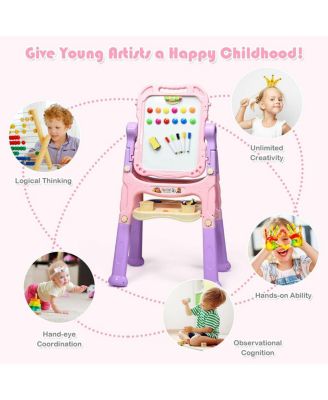 Height Adjustable Kids Art Easel Magnetic Double-Sided Board