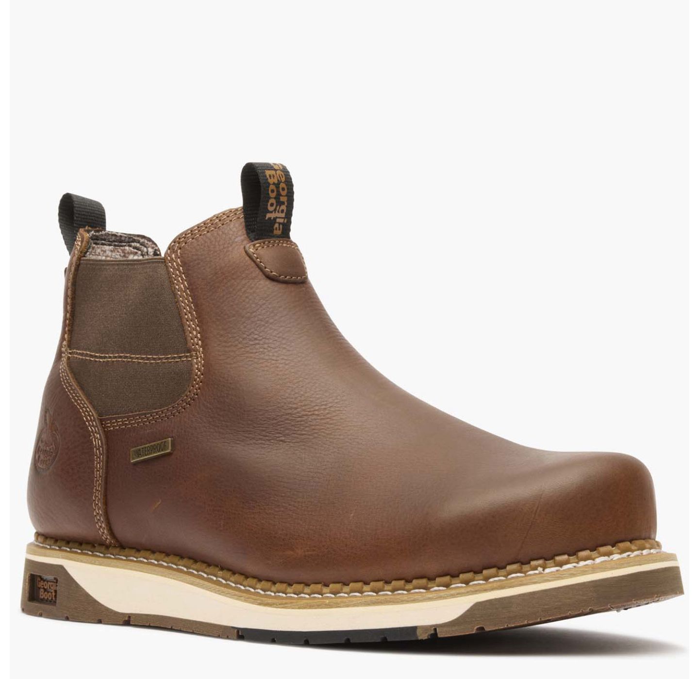Мужские ботинки GEORGIA BOOT Amp LT Wedge Steel Toe Waterproof Chelsea Work Boot, цвет: Коричневый — фото 10