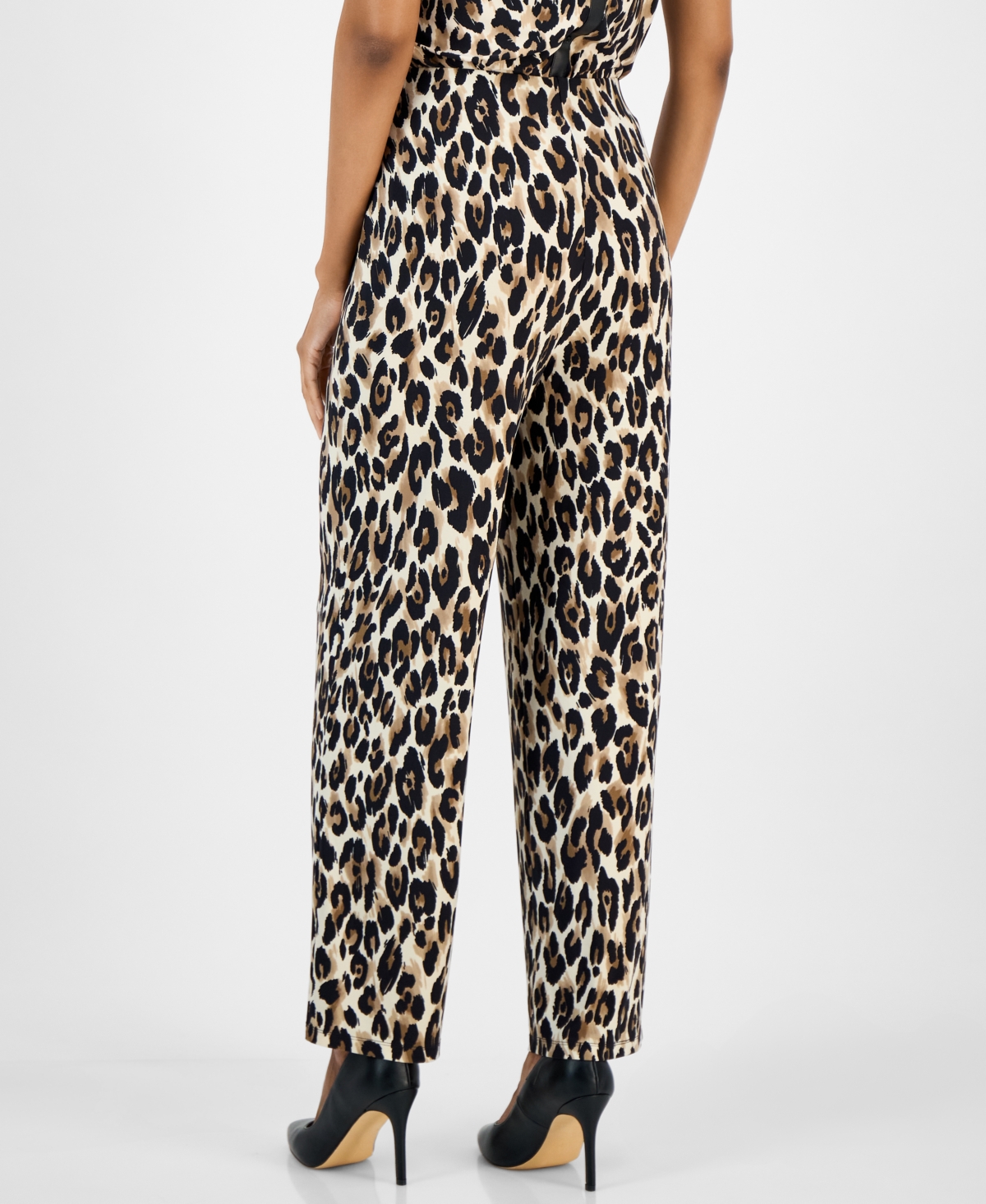 Ak Anne Klein Petite Printed High Rise Wide Leg Pants