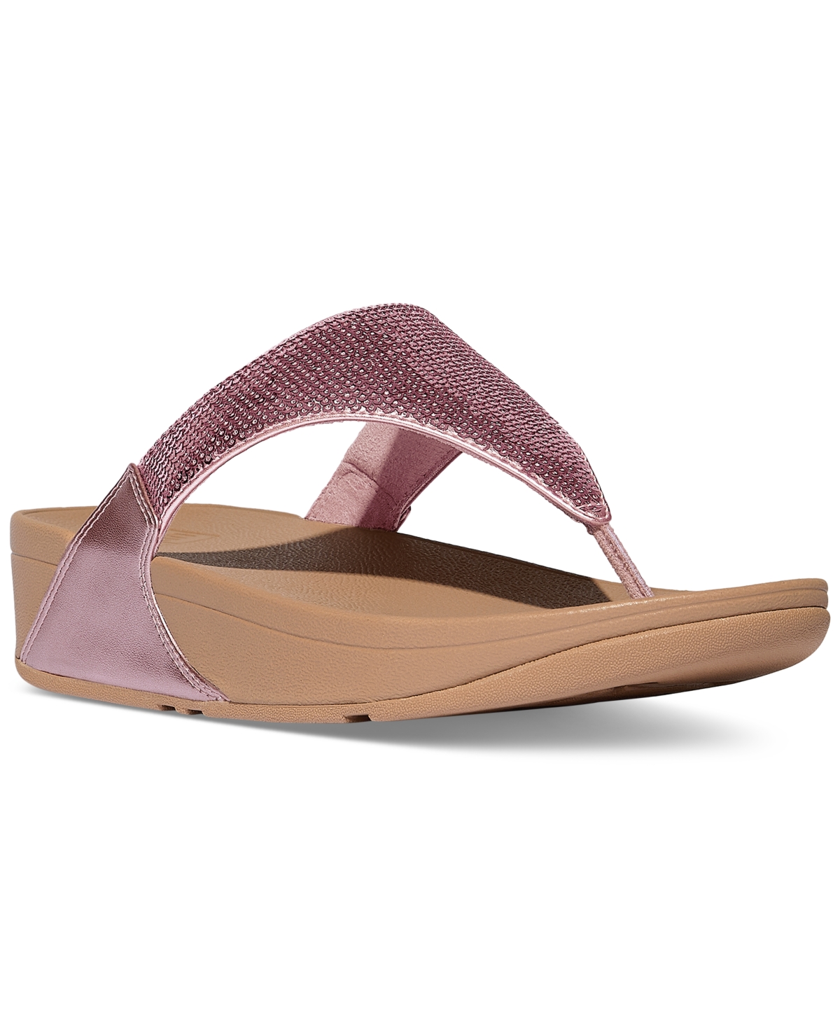 Women's Lulu Sequin Thong Sandals - Metallic Soft Blush