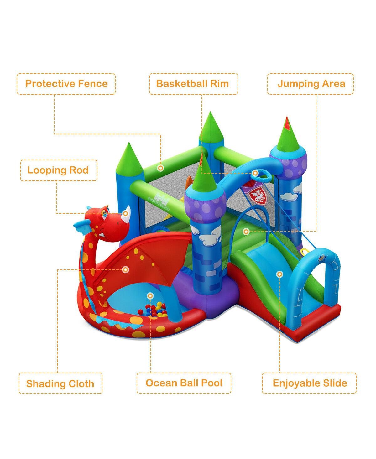 Kids Inflatable Bounce House Dragon Jumping Slide Bouncer Castle