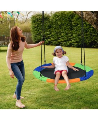 40-Inch Flying Saucer Tree Swing Outdoor Play Set with Adjustable Ropes Gift for Kids