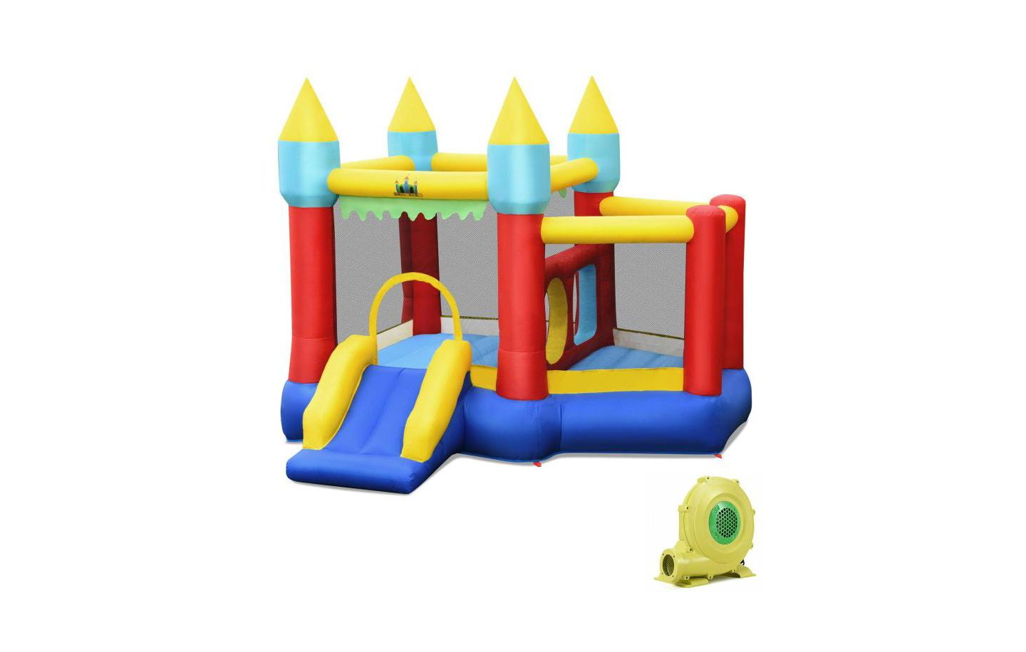 Детская игрушка Mecale Inflatable Bouncer with Slide and Basketball Hoop, 118.5"L x 112"W x 100"H, Oxford Fabric, Accommodates up to 3 Kids, Ages 3+, цвет: Красный — фото 1