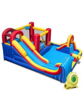 7 in 1 Outdoor Inflatable Bounce House with Water Slides and Splash Pools without Blower