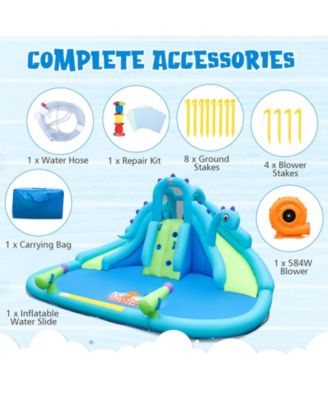 Inflatable Water Slide with Dual Slides and Large Splash Pool and Carry Bag (with 584W Blower)