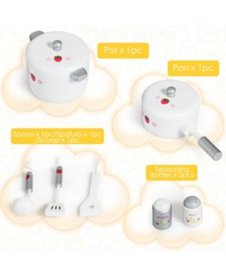 Wooden Pretend Cooking Food Set with Simulated Sound