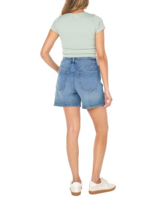 Juniors' High-Rise Denim Bermuda Shorts