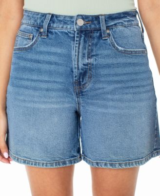 Juniors' High-Rise Denim Bermuda Shorts