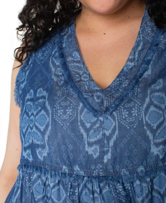 Plus Size Sleeveless Frayed Dress 