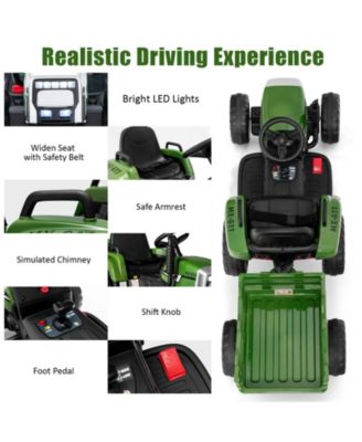 12V Ride on Tractor with 3-Gear-Shift Ground Loader for Kids 3+ Years Old