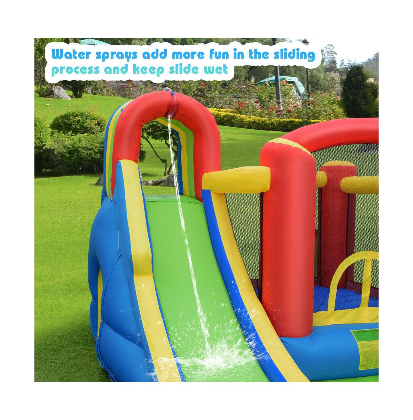 Детская игрушка Mecale Bounce House Castle 9-in-1 Inflatable with Water Slide, Accommodates 4 Kids, Ages 3-10, цвет: Зелёный — фото 6