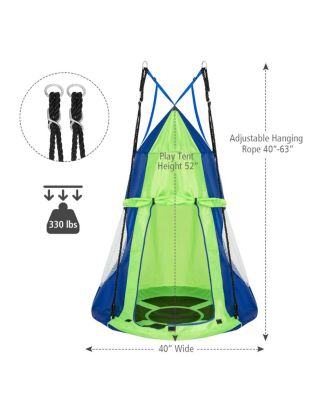2-in-1 40 Inch Kids Hanging Chair Detachable Swing Tent