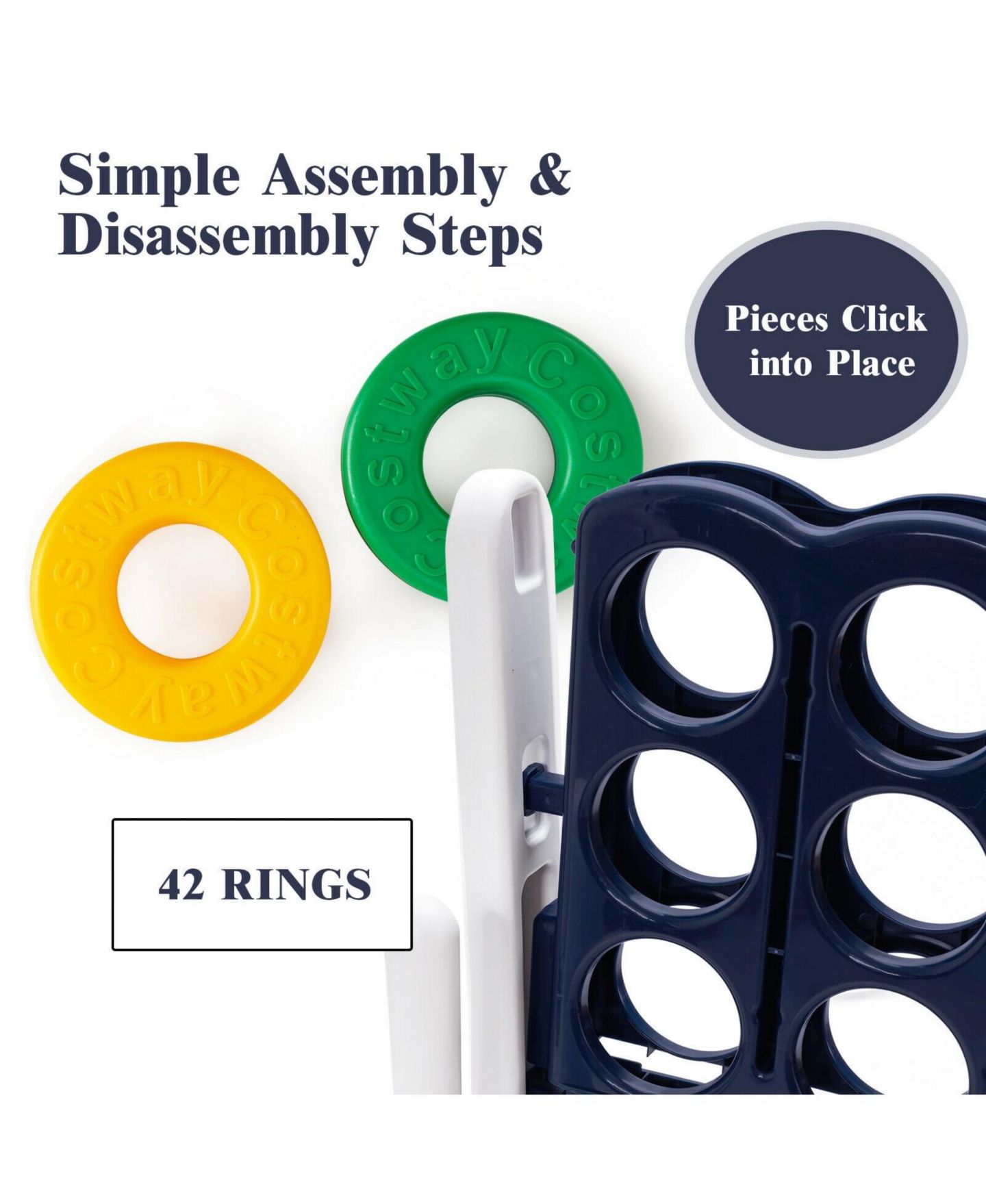 Детские игрушки Mecale 3.5 Feet Tall Jumbo 4-to-Score Giant Game Set with 42 Jumbo Rings, цвет: Чёрный — фото 4