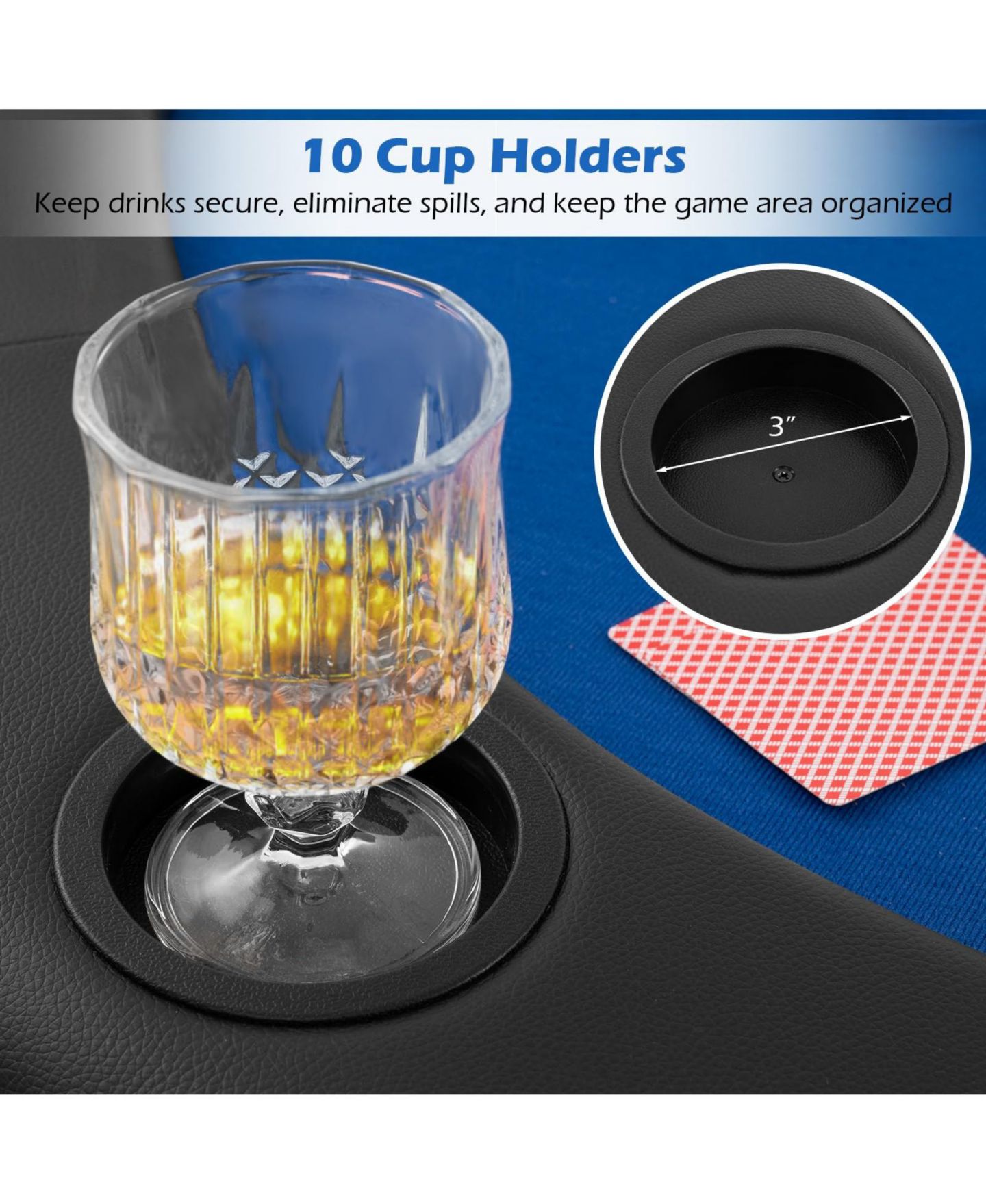 Детские игрушки Mecale 84" x 42" 10-Player Foldable Padded Poker Table Top, Ages 14+, цвет: Синий — фото 9