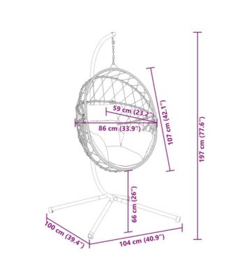 Hanging Egg Chair with Stand Anthracite Rattan and Steel