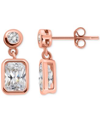 Cubic Zirconia Round & Octagon Bezel Drop Earrings, Exclusively at Macy's