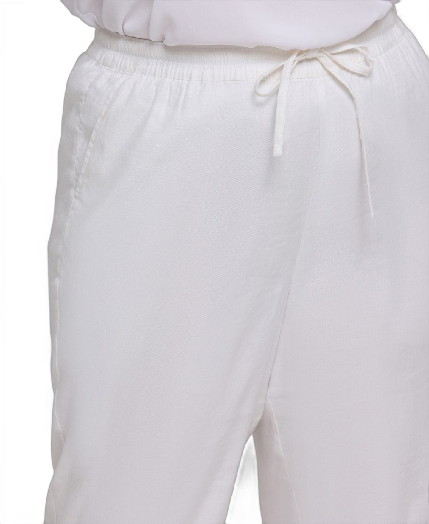 Женские брюки NYDJ Plus Size Relaxed Drawstring, цвет: Белый — фото 4