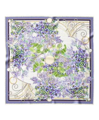 Lilac Garden - Hand Rolled Silk Foulard for Women