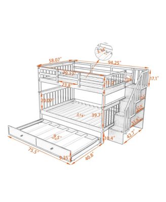 Stairway Bunk Bed w/ Trundle, Storage & Rail