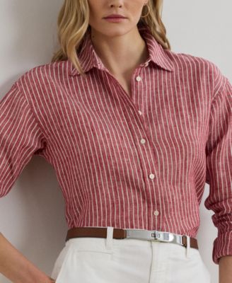 Women's Relaxed-Fit Striped Linen Shirt