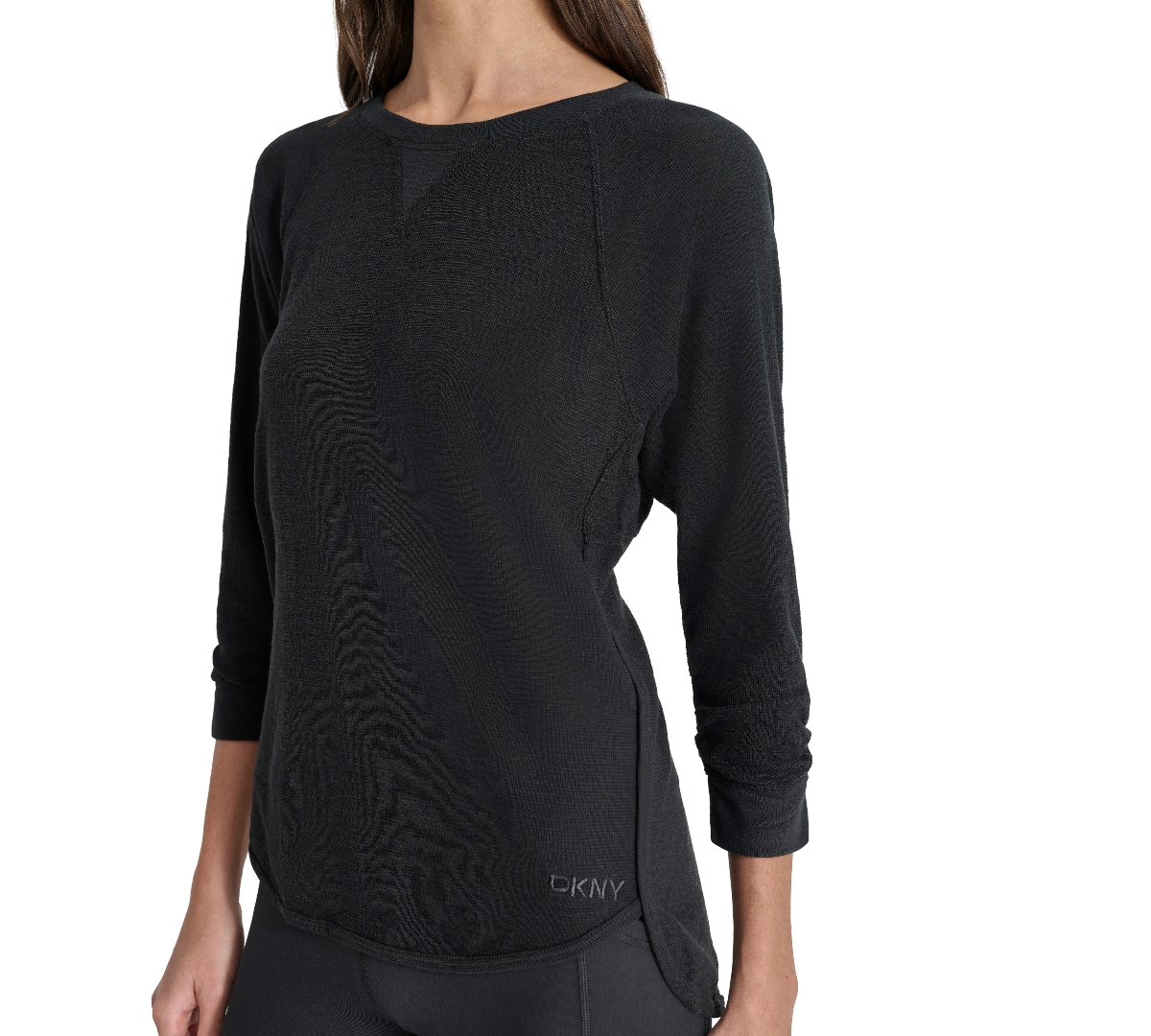 Dkny Women's Mini Slub Waffle Three Quarter Sleeve T-shirt