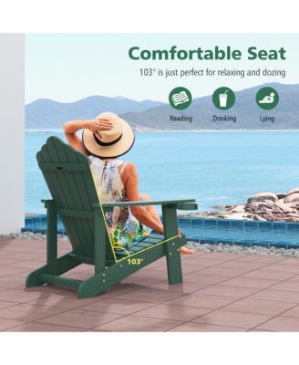 Patio HIPS Outdoor Weather Resistant Slatted Chair Adirondack Chair w/ Cup Holder