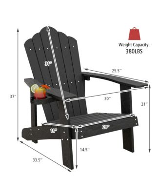 Patio HIPS Outdoor Weather Resistant Slatted Chair Adirondack Chair w/ Cup Holder