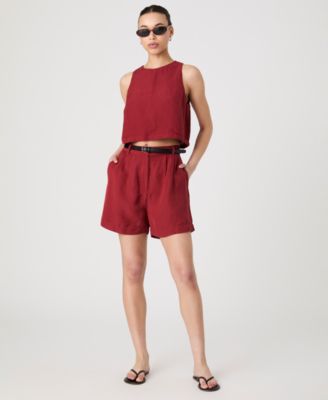 Womens Birdie Crewneck Sleeveless Top High Rise Walking Shorts