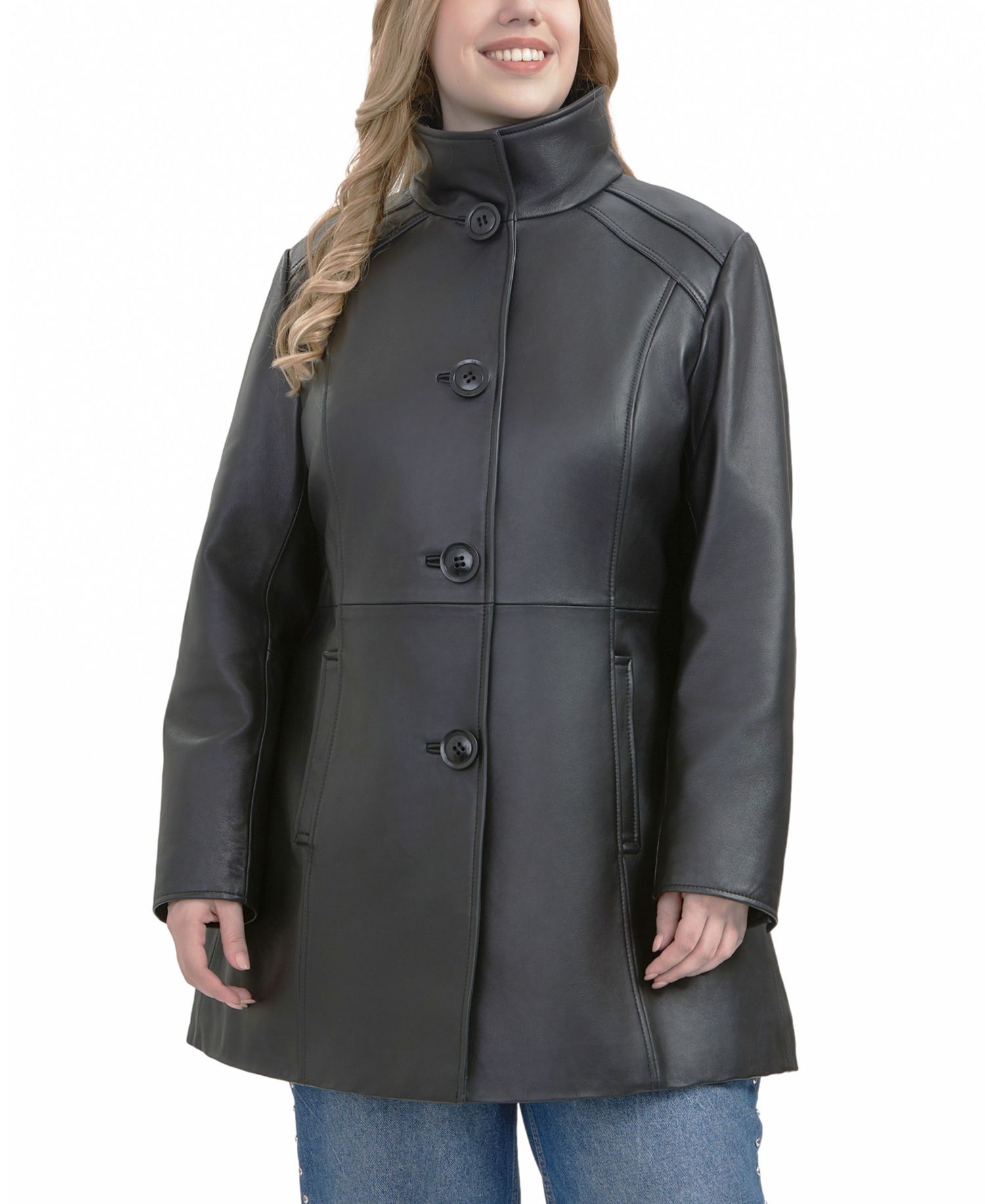 Plus Size Sarai Leather Coat