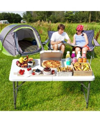 4 Feet Portable Camping Table with HDPE Tabletop and Metal Legs