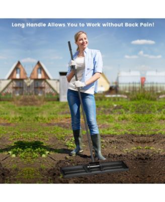30 x 10 Inch Lawn Leveling Rake with Ergonomic Handle-Black