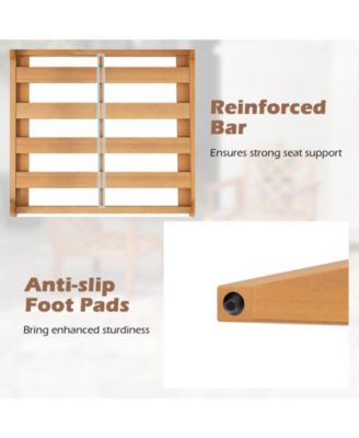 Teak Wood Slatted Patio Chair Armchair with Cozy Backrest and Armrests