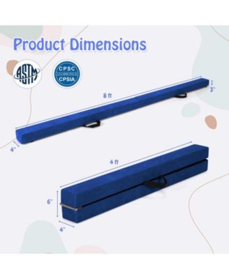 Folding Balance Beam with Solid Wood Base and Anti-slip Bottom