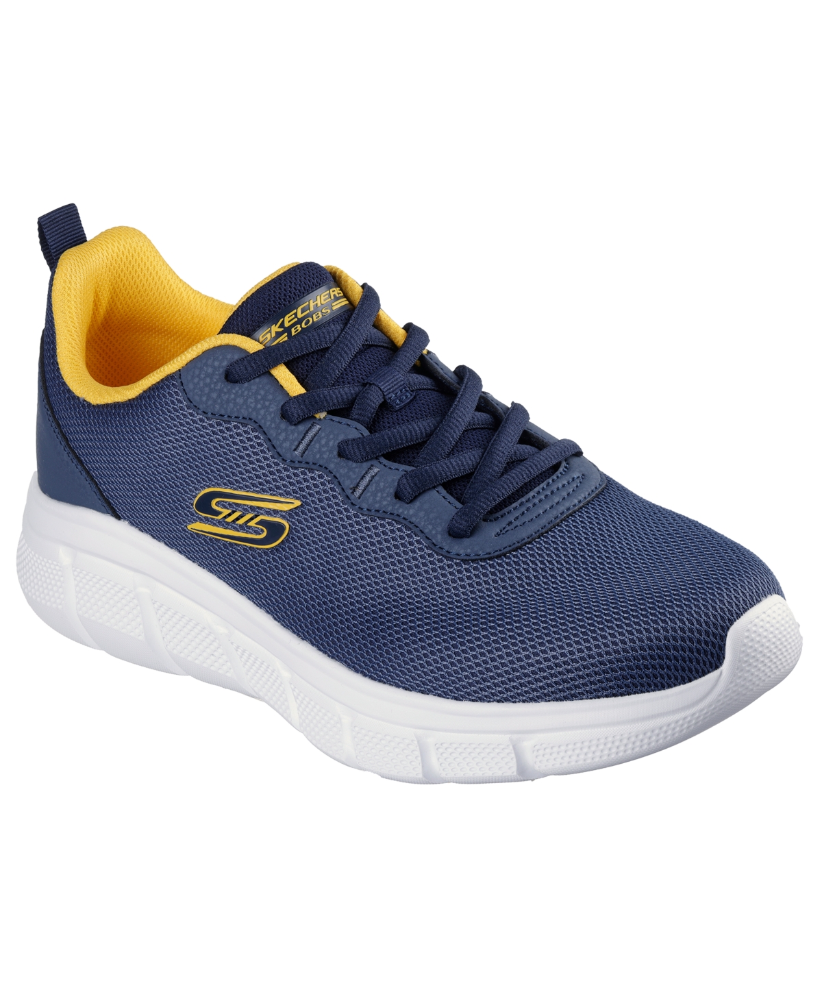 Men's Bobs Sport B Flex - Icy Edge Casual Sneakers from Finish Line - Navy, Yellow, White