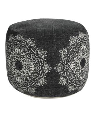 18" Black 100% Cotton Ottoman