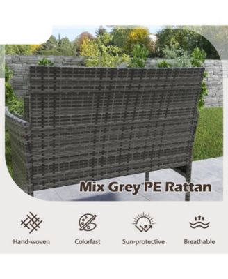 4 Piece Patio Rattan Conversation Set with Cozy Seat Cushions-Light Gray