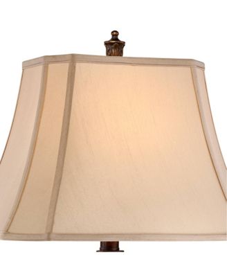 Traditional Table Lamps 32.5" Tall Set of 2 Bronze Curling Leaves Tan Rectangular Shade for Living Room Family Bedroom Bedside