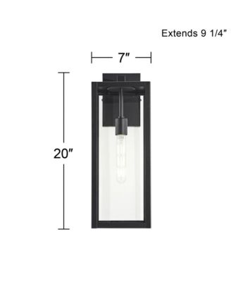 Titan Modern Outdoor Wall Light Fixtures Set of 2 Mystic Black Rectangular Frame 20" Clear Glass for Post Exterior Barn