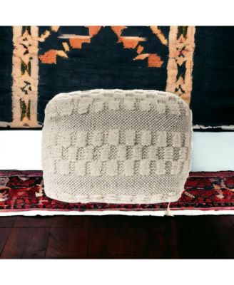 Upholstered Wool Ottoman for Footrest and Stylish Living Room Seating