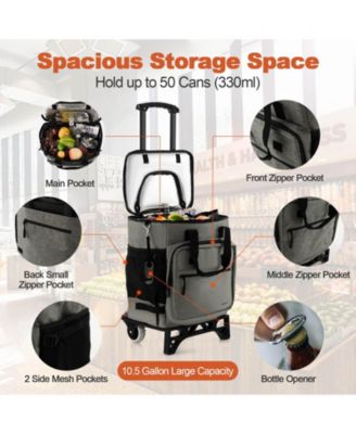 50-Can Large Leakproof Rolling Cooler with Detachable Bottom Plate