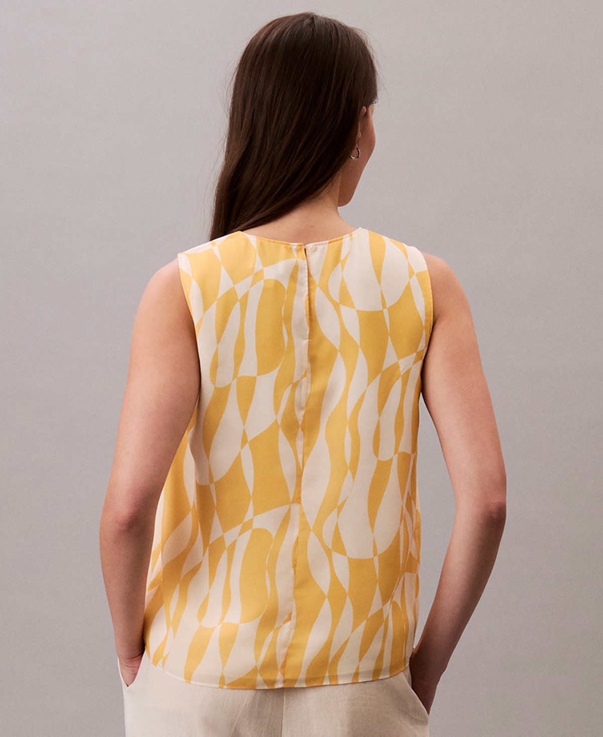 Calvin Klein Women's Printed Chiffon Sleeveless Shell In Multi