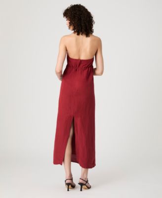 Women's Birdie Linen-Blend Halter-Neck Midi Dress