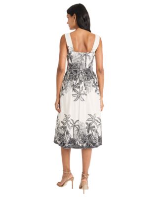 Women's Printed Sleeveless Midi Dress