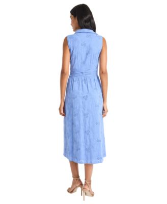 Women's Cotton Eyelet V-Neck Shirtdress