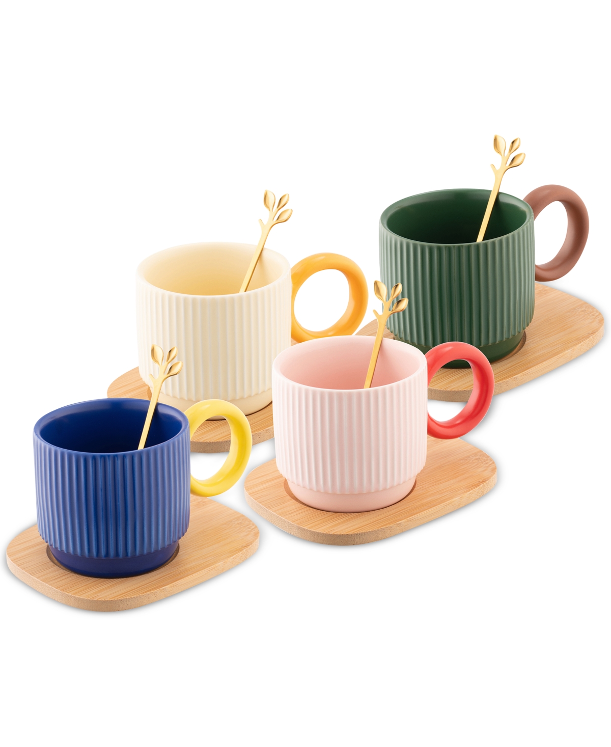 Hula Ceramic Mugs, Set of 4 - Multicolor