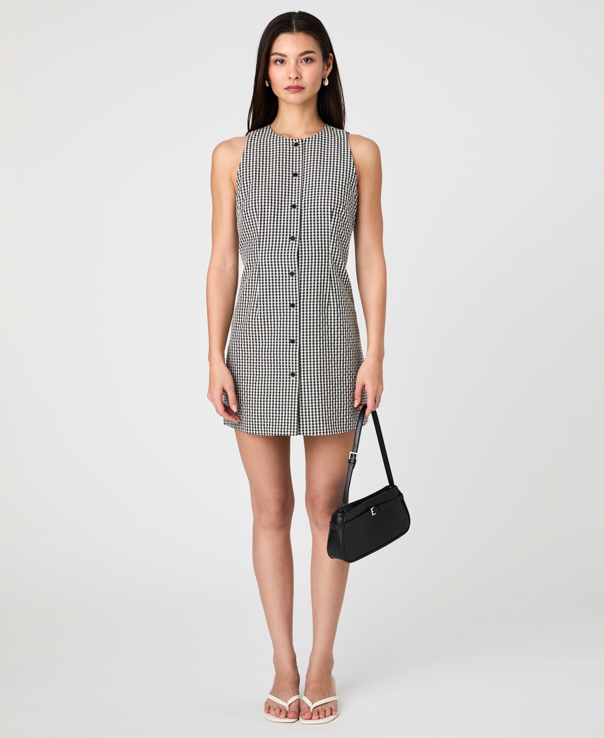 French Connection Gingham Sleeveless Cotton Minidress