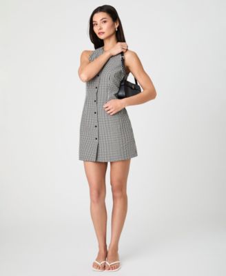 Women's Gingham Button-Front Mini Dress