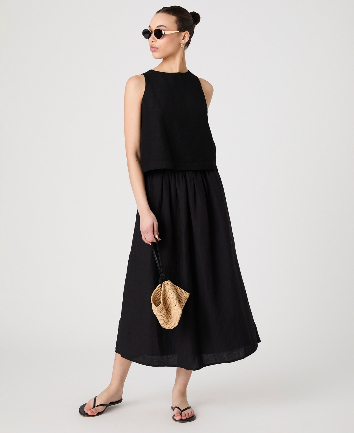 Shop French Connection Women's Birdie Linen-blend Midi Skirt