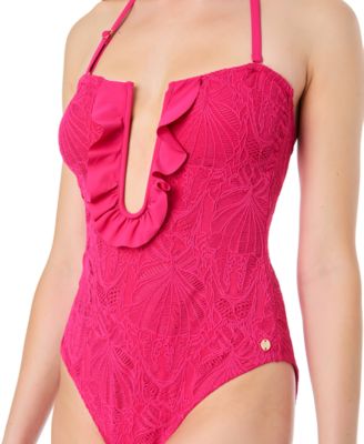 Women's La Vie A La Mer Textured Bandeau One Piece Swimsuit 