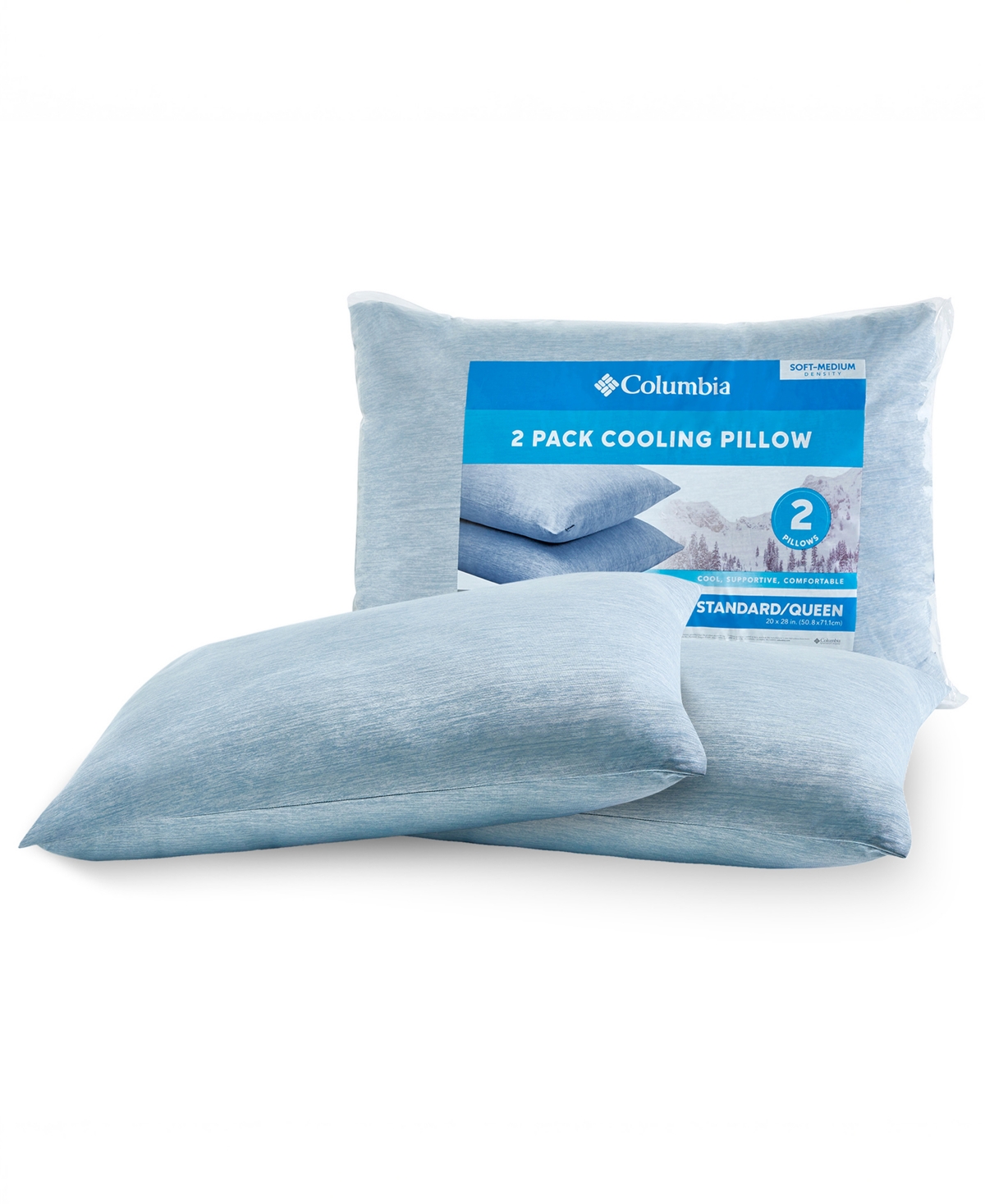 COLUMBIA 2-PACK COOLING COMFORT PILLOW, STANDARD/QUEEN 